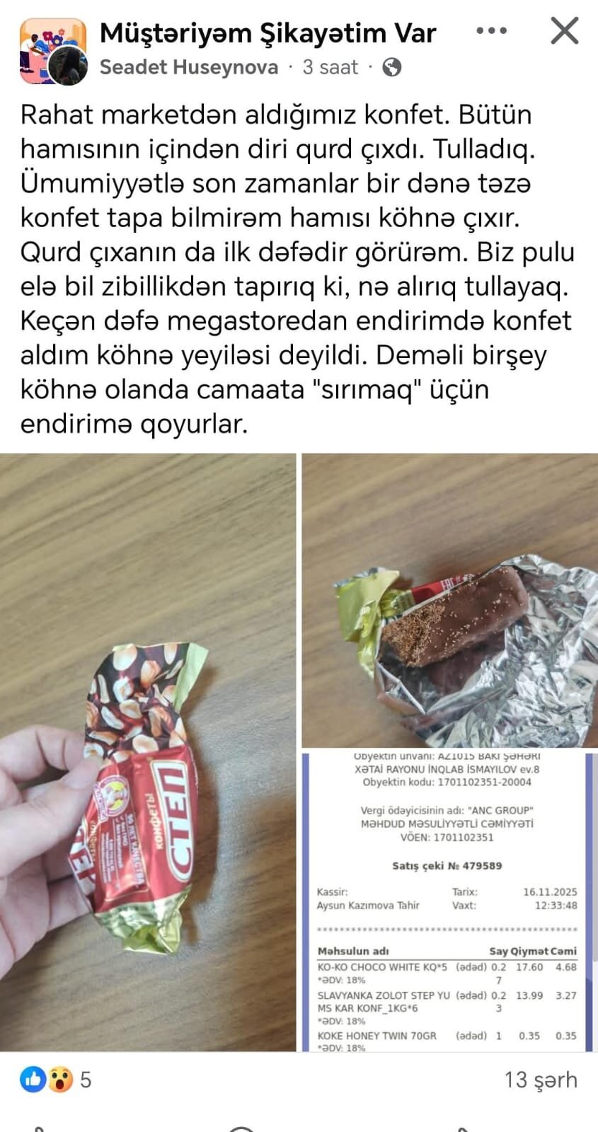 “Rahat” marketlərdə köhnə məsullar satılır?-Fotofakt