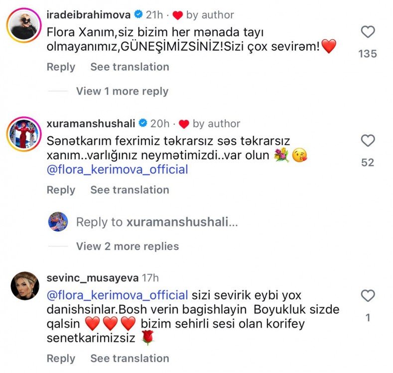 Bu qalmaqalda Flora Kərimovaya dəstək oldular