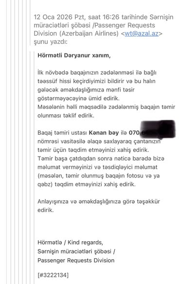 AZAL sərnişinə dəyən ziyanı ödəmir - Şikayətlər qulaq ardına vurulur - FOTO