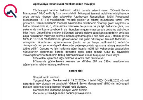 “Azure Residence”dən ŞİKAYƏT