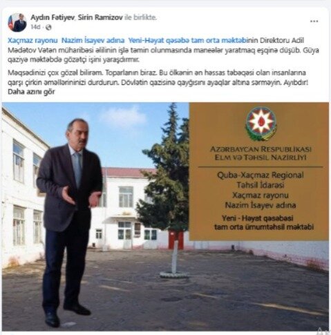Quba-Xaçmaz Təhsilində qazi mübahisəsi: Fikrət Heybətovun hədəfində direktordu, yoxsa başqa şəxslər?