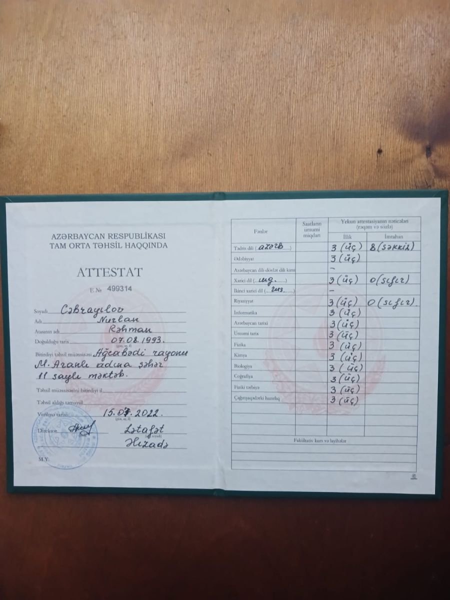 Ağcabədi sakininə saxta attestat verilib - "Heç yer qəbul etmir, araşdıran yoxdur"