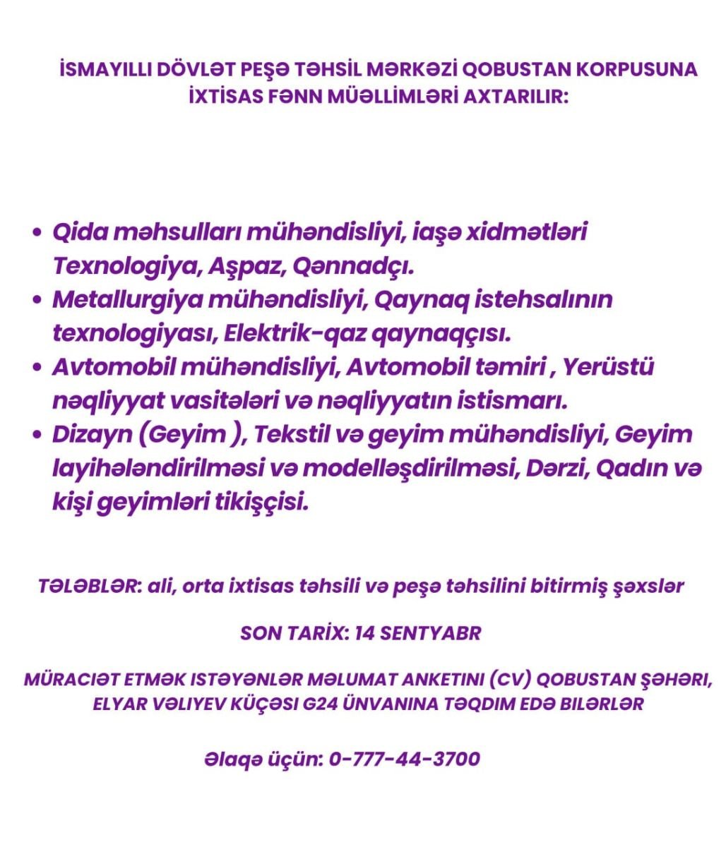 Peşə təhsilində müqavilə biabırçılığı - Yüzlərlə müəllim və usta yeri boş saxlanılıb - ŞOK FAKTLAR